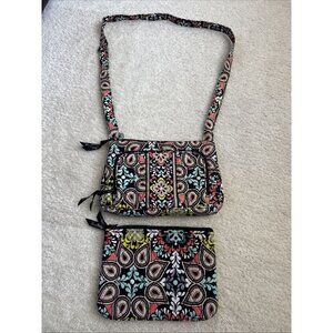 Vera Bradley Crossbody Bag Quilted Boho Paisley Patchwork W/ Make-up Bag
